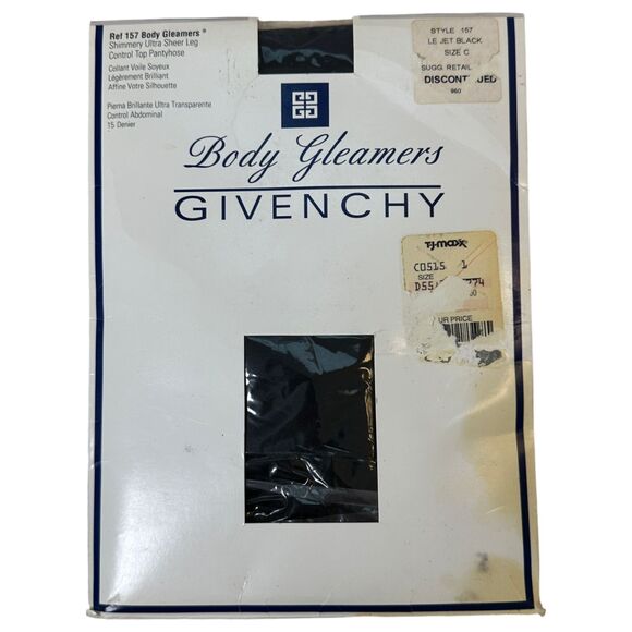 Givenchy Vintage 1996 Body Gleamers 157 Jet Black Control Pantyhose Size C NEW - Picture 1 of 5